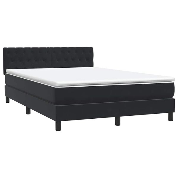vidaXL Cama box spring con colch&oacute;n terciopelo negro 160x220 cm