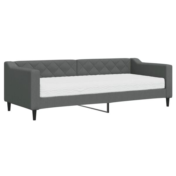 vidaXL Sofá cama con colchón tela gris oscuro 80x200 cm