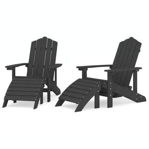 vidaXL Sillas de jard&iacute;n Adirondack 2 uds con reposapi&eacute;s HDPE antracita