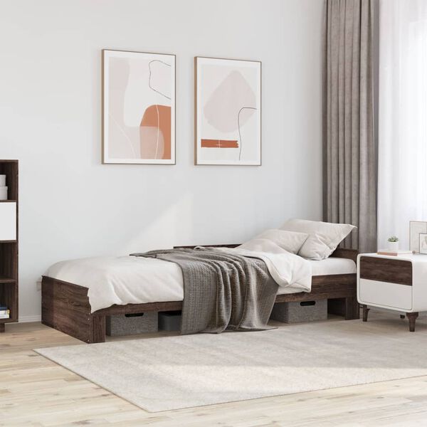 vidaXL Estructura de cama sin colchón madera marrón roble 75x190 cm