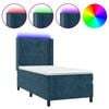 vidaXL Cama box spring colch&oacute;n y LED terciopelo azul oscuro 90x190 cm