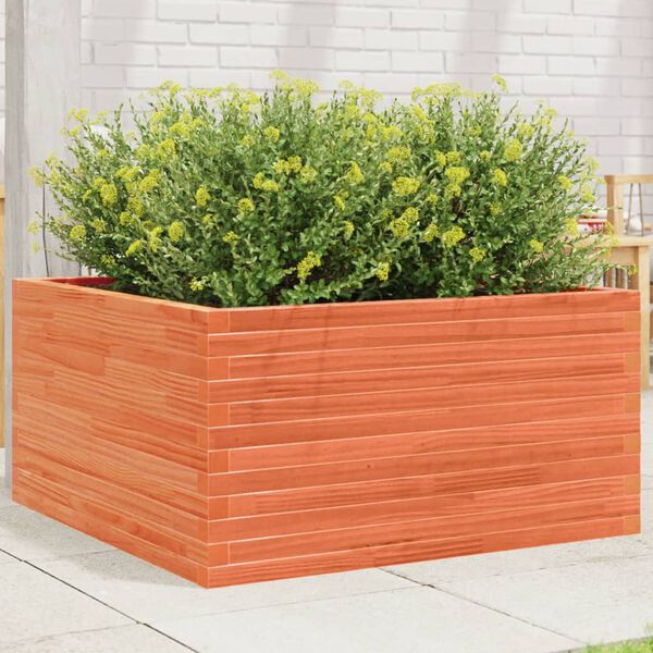 vidaXL Jardinera de madera maciza pino marr&oacute;n cera 90x90x46 cm