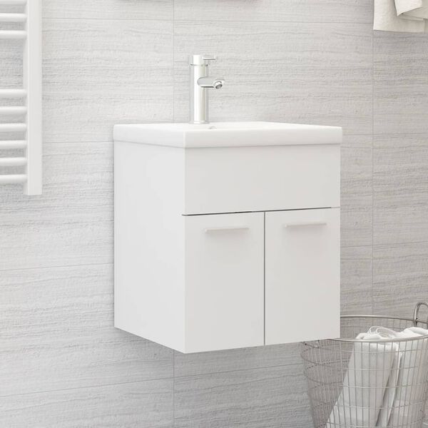 vidaXL Mueble con lavabo blanco madera de ingenier&iacute;a