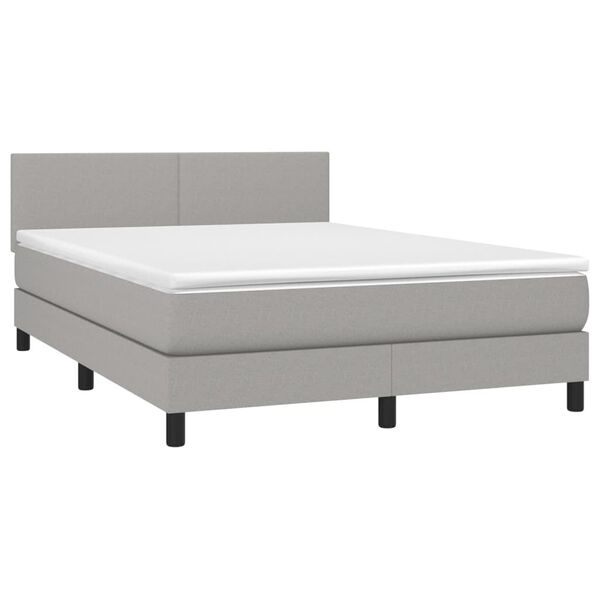 vidaXL Cama box spring con colch&oacute;n tela gris claro 140x200 cm