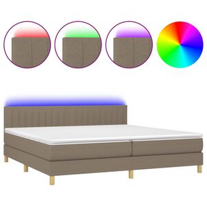 vidaXL Cama box spring con colch&oacute;n LED tela gris taupe 200x200 cm
