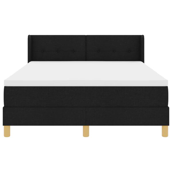 vidaXL Cama tipo Box Spring con colch&oacute;n Negro 200 x 140 cm Poli&eacute;ster