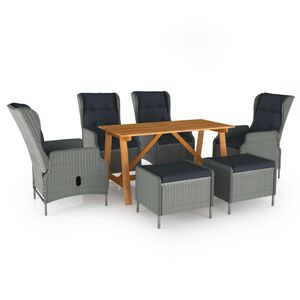 vidaXL Juego de comedor para jard&iacute;n de 7 piezas gris claro