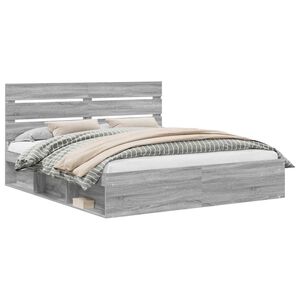 vidaXL Estructura de cama con cabecera Gris Sonoma 180 x 200 cm