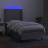 vidaXL Cama box spring colch&oacute;n y luces LED tela gris claro 80x200 cm