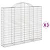 vidaXL Cestas gaviones 3 uds forma de arco hierro 200x30x160/180 cm
