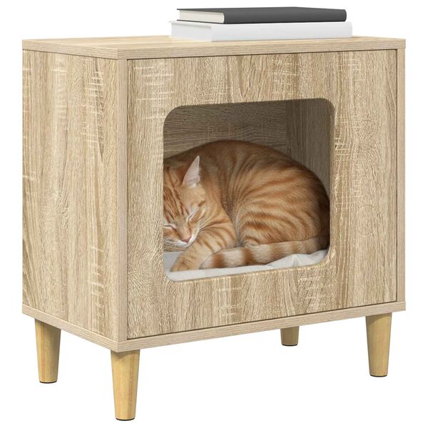 vidaXL Casa para Gatos Sonoma 51 x 30 x 52 cm Madera de ingenier&iacute;a
