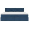 vidaXL Cama otomana con colch&oacute;n y luces LED tela azul 180x200cm