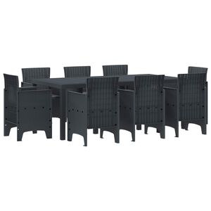 vidaXL Conjunto de Comedor de Jard&iacute;n 9 pcs Antracita Polipropileno