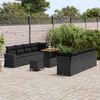 vidaXL Conjunto de sof&aacute;s de jard&iacute;n 11 pcs Negro rat&aacute;n sint&eacute;tico