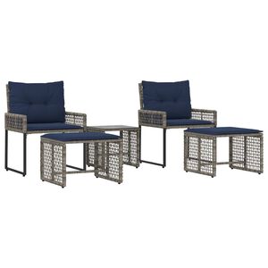 vidaXL Juego de muebles de exterior 5 uds. Gris y marino