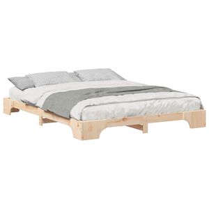 vidaXL Estructura de cama Marr&oacute;n 160 x 220 cm Madera de pino macizo