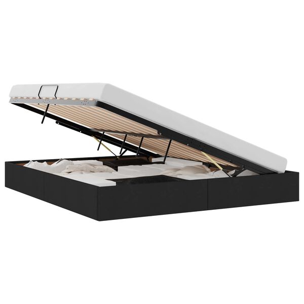 vidaXL Cama con almacenamiento con cabecera Negro 180 x 200 cm tela