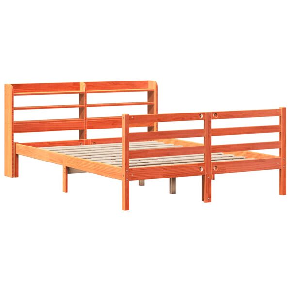 vidaXL Cama sin colch&oacute;n madera maciza de pino marr&oacute;n cera 120x200 cm