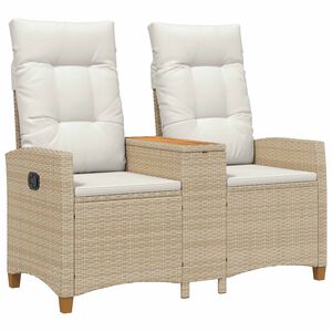 vidaXL Banco reclinable con mesa Beige y crema 126 x 65 x 112 cm