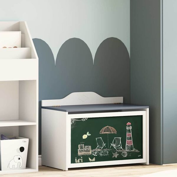 vidaXL Caja de almacenamiento con frente de pizarra ROROS Gris y