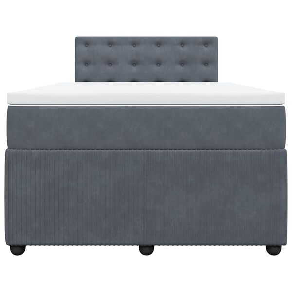 vidaXL Cama box spring con colch&oacute;n terciopelo gris oscuro 120x200 cm