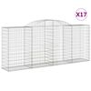 vidaXL Cestas gaviones 17 uds forma de arco hierro 300x50x120/140 cm