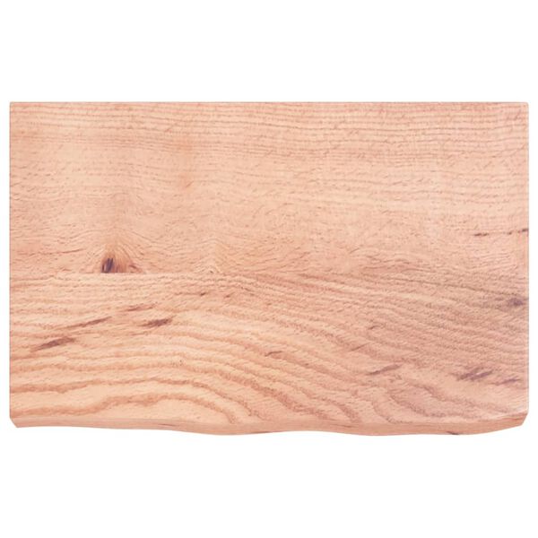 vidaXL Encimera ba&ntilde;o madera maciza tratada marr&oacute;n claro 60x40x(2-6) cm