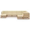 vidaXL Set de muebles de jard&iacute;n 9 pzs cojines madera pino marr&oacute;n miel