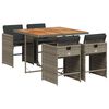 vidaXL Set comedor de jard&iacute;n 5 piezas con cojines rat&aacute;n sint&eacute;tico gris