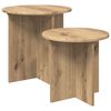 vidaXL Conjunto de mesas auxiliares 2 uds. Roble artisan &Oslash; 45 x 45 cm