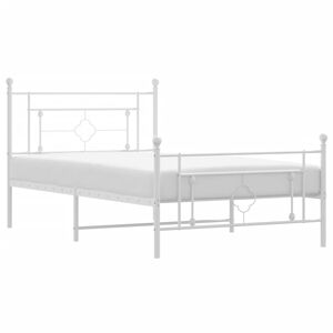 vidaXL Estructura cama sin colch&oacute;n con estribo metal blanco 107x203 cm