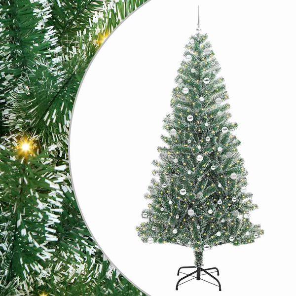 vidaXL &Aacute;rbol de Navidad Artificial Nevado con Luz LED Verde y 240 cm