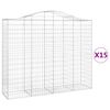vidaXL Cestas gaviones 15 uds forma de arco hierro 200x50x160/180 cm