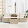 vidaXL Conjunto de sof&aacute; de jard&iacute;n 5 pcs Beige Rattan de Poli&eacute;ster
