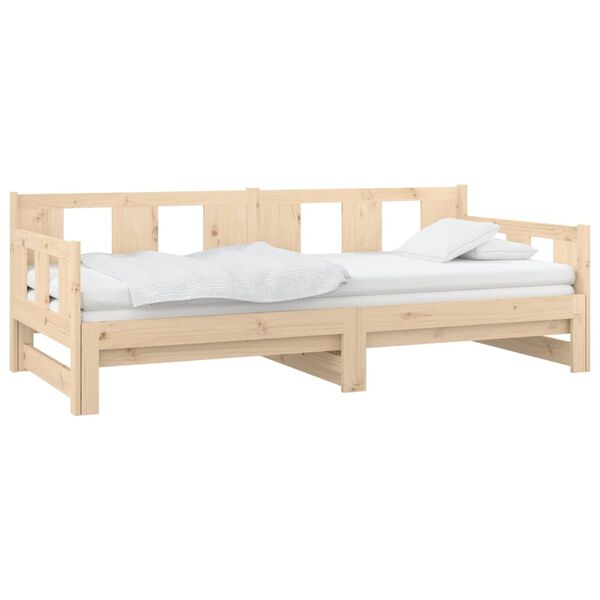 vidaXL Sof&aacute; cama extra&iacute;ble madera maciza de pino 2x(80x200) cm