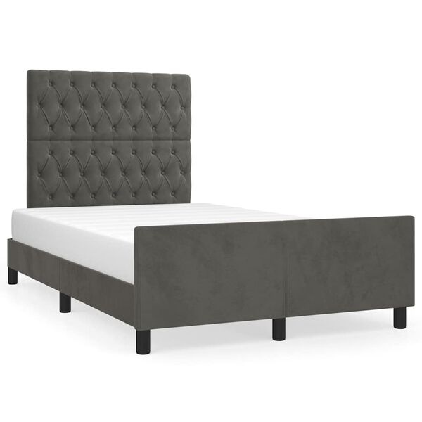 vidaXL Estructura de cama sin colch&oacute;n terciopelo gris oscuro 120x190cm