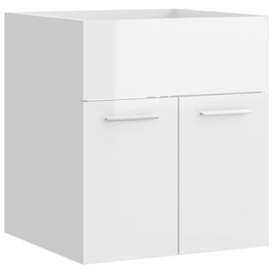 vidaXL Armario para lavabo contrachapada blanco brillo 41x38,5x46 cm