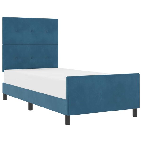 vidaXL Cama tipo Box Spring Azul Oscuro 90 x 200 cm Terciopelo