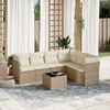 vidaXL Set sof&aacute;s de jard&iacute;n 7 piezas y cojines rat&aacute;n sint&eacute;tico beige
