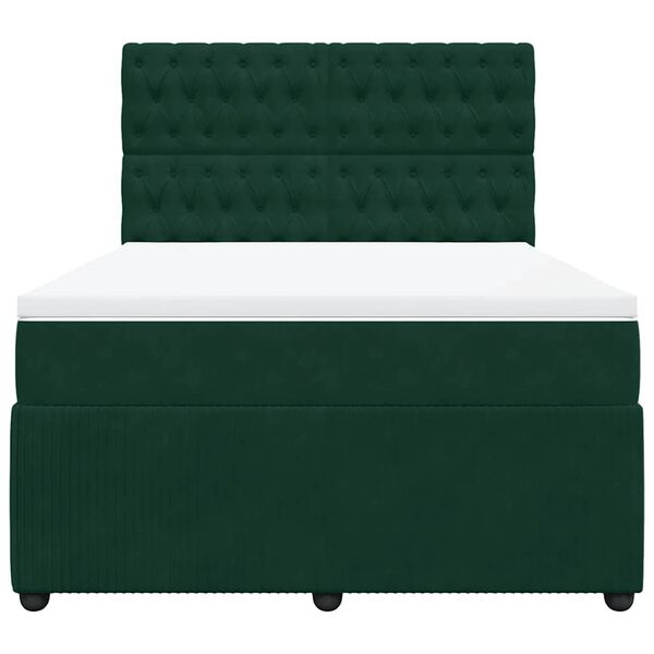 vidaXL Cama box spring con colch&oacute;n terciopelo verde oscuro 160x200 cm