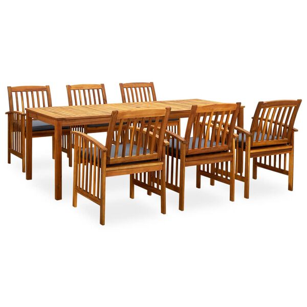 vidaXL Set comedor de jardín 7 pzas y cojines madera maciza de acacia