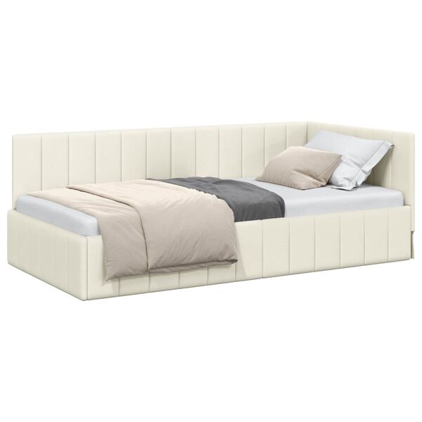 vidaXL Estructura de cama en esquina Crema 90 cm x 190 cm Terciopelo