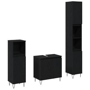 vidaXL Juego de muebles de ba&ntilde;o 3 pcs Roble Negro 30 x 30 x 190 cm