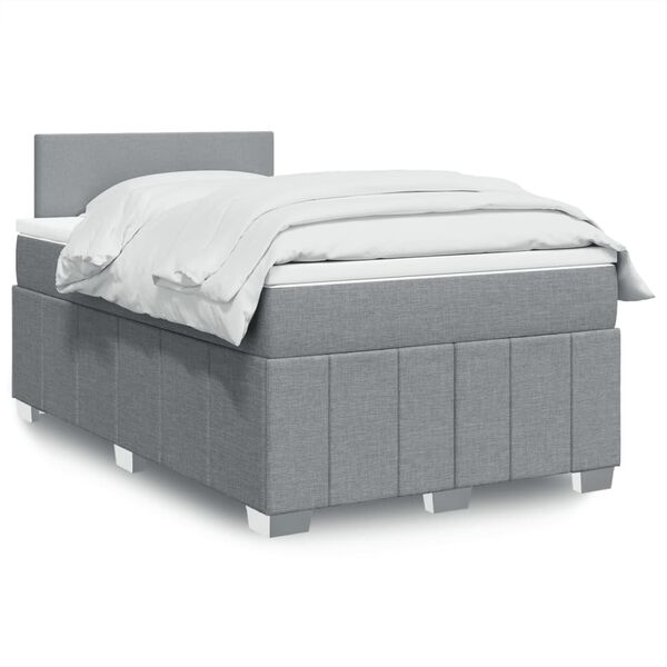 vidaXL Cama box spring con colch&oacute;n tela gris claro 120x190 cm