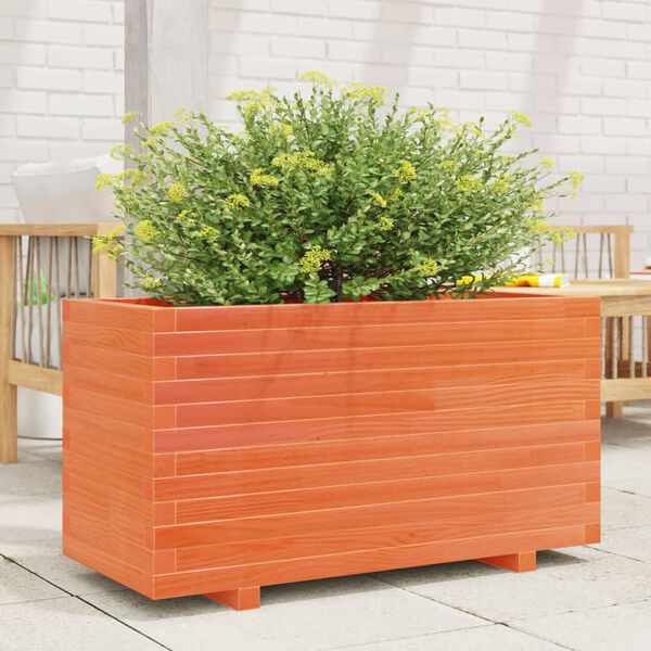 vidaXL Jardinera madera maciza de pino marr&oacute;n cera 90x40x49,5 cm
