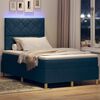 vidaXL Cama Box Spring LED con colch&oacute;n Azul 120 x 190 cm tela
