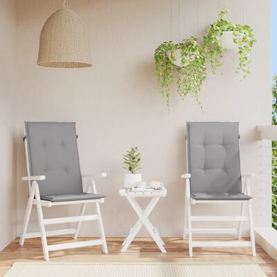 vidaXL Cojín silla de jardín respaldo alto 2 uds tela gris 120x50x3 cm