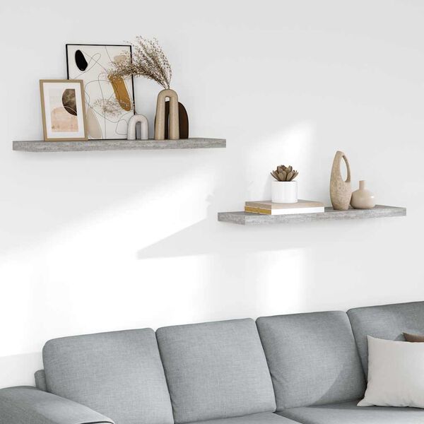 vidaXL Estantes flotantes pared 2 uds gris hormig&oacute;n MDF 90x23,5x3,8 cm