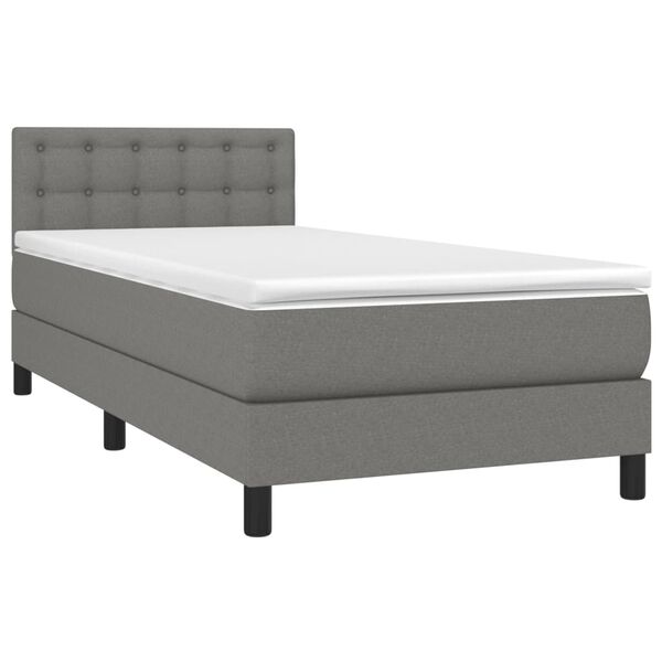 vidaXL Cama box spring con colch&oacute;n tela gris oscuro 80x200 cm