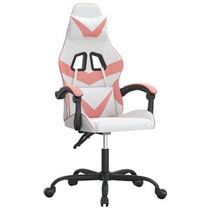 vidaXL Silla gaming cuero sint&eacute;tico blanco y rosa